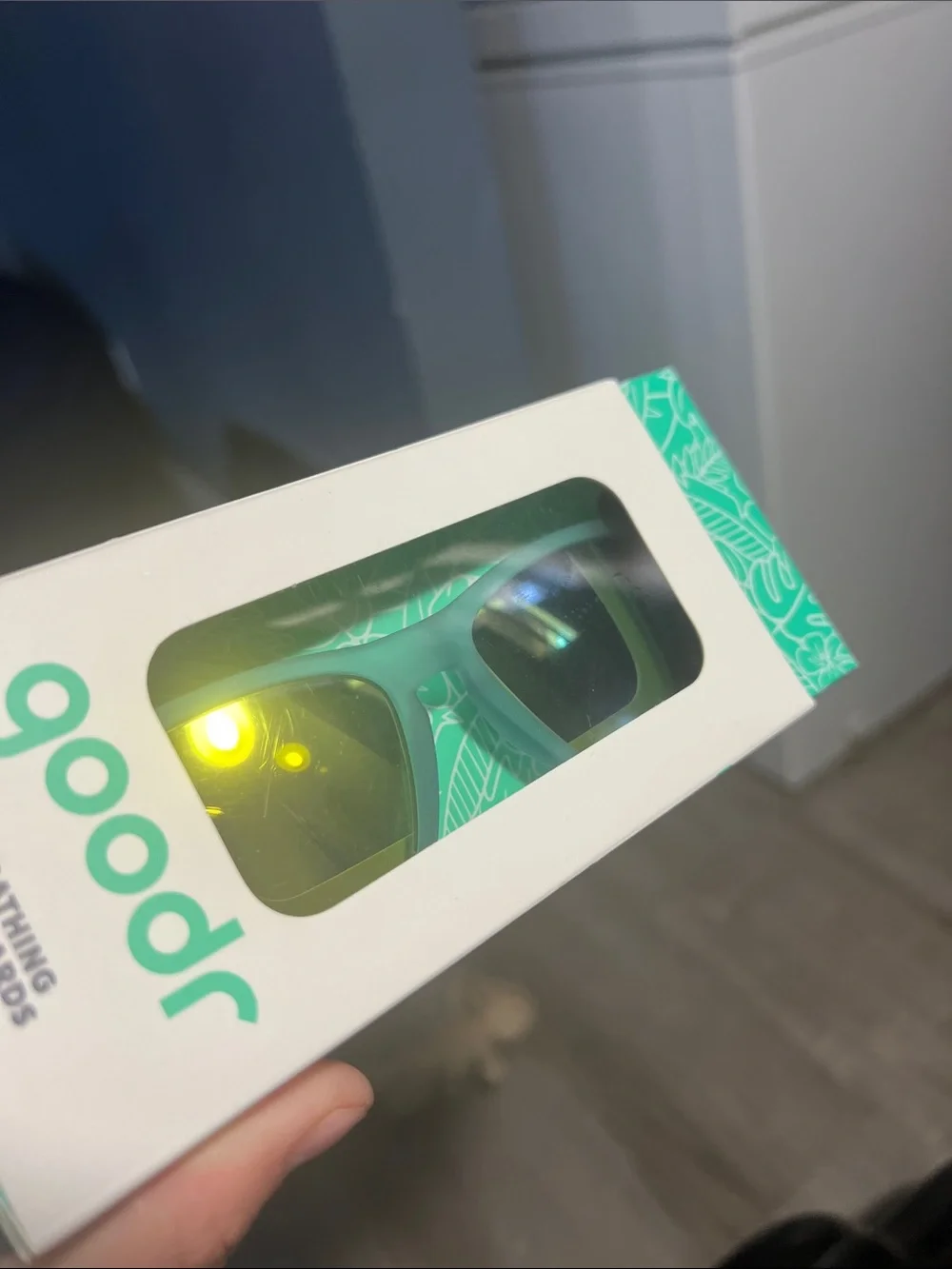 Goodr Teal Frame Sunglasses with Yellow Mirrored Lenses